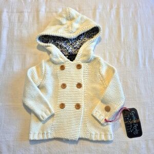 Cynthia Rowley girls size 12 months hooded  cream colored button up sweater NWT